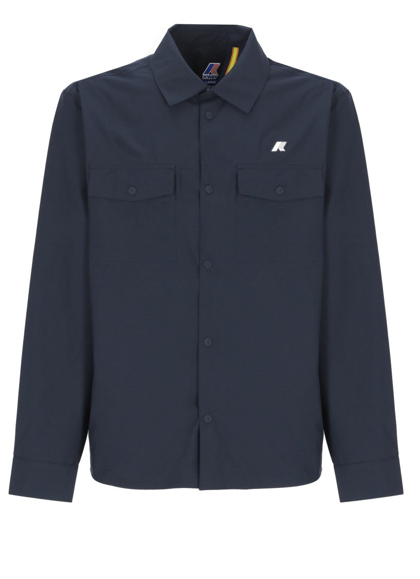 K-Way Blue Umbert Stretch Buttoned Overshirt