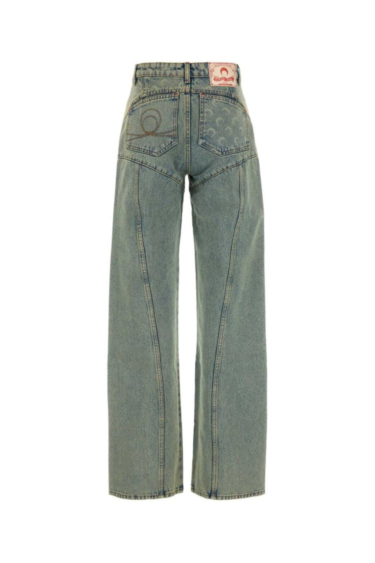Marine Serre Straight-Leg Denim Pants