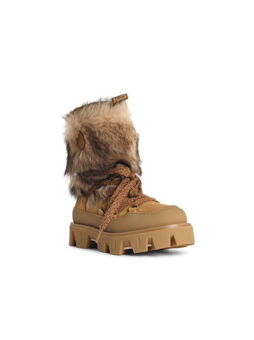 Moncler Peak Après' Suede Boots And Camel Beige Shearling