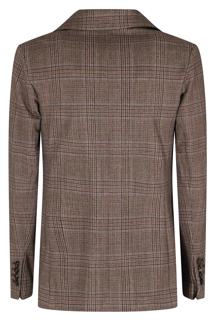 Circolo 1901 Beige Checkered Single-Breasted Slim-Fit Jacket