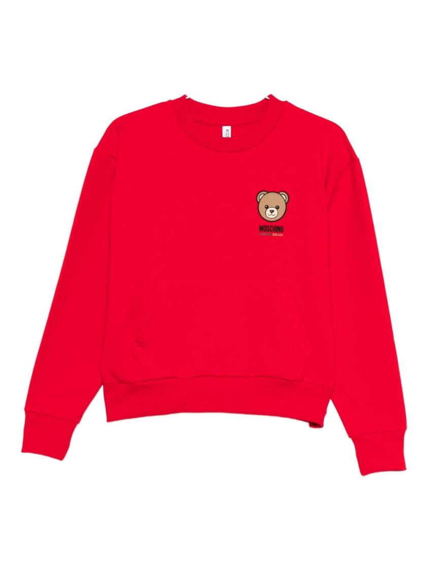 Moschino Relaxed-Fit Red Sweatshirt With Teddy Bear Graphic