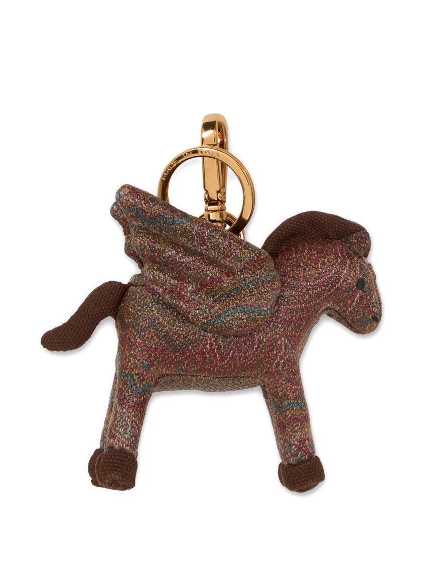 Etro Textured Multicolored Pegasus Keychain Charm By Etro