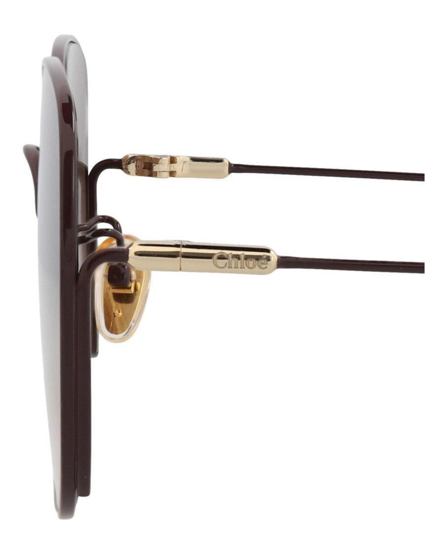 Chloé Square-Frame Metal Sunglasses With Gradient Lenses