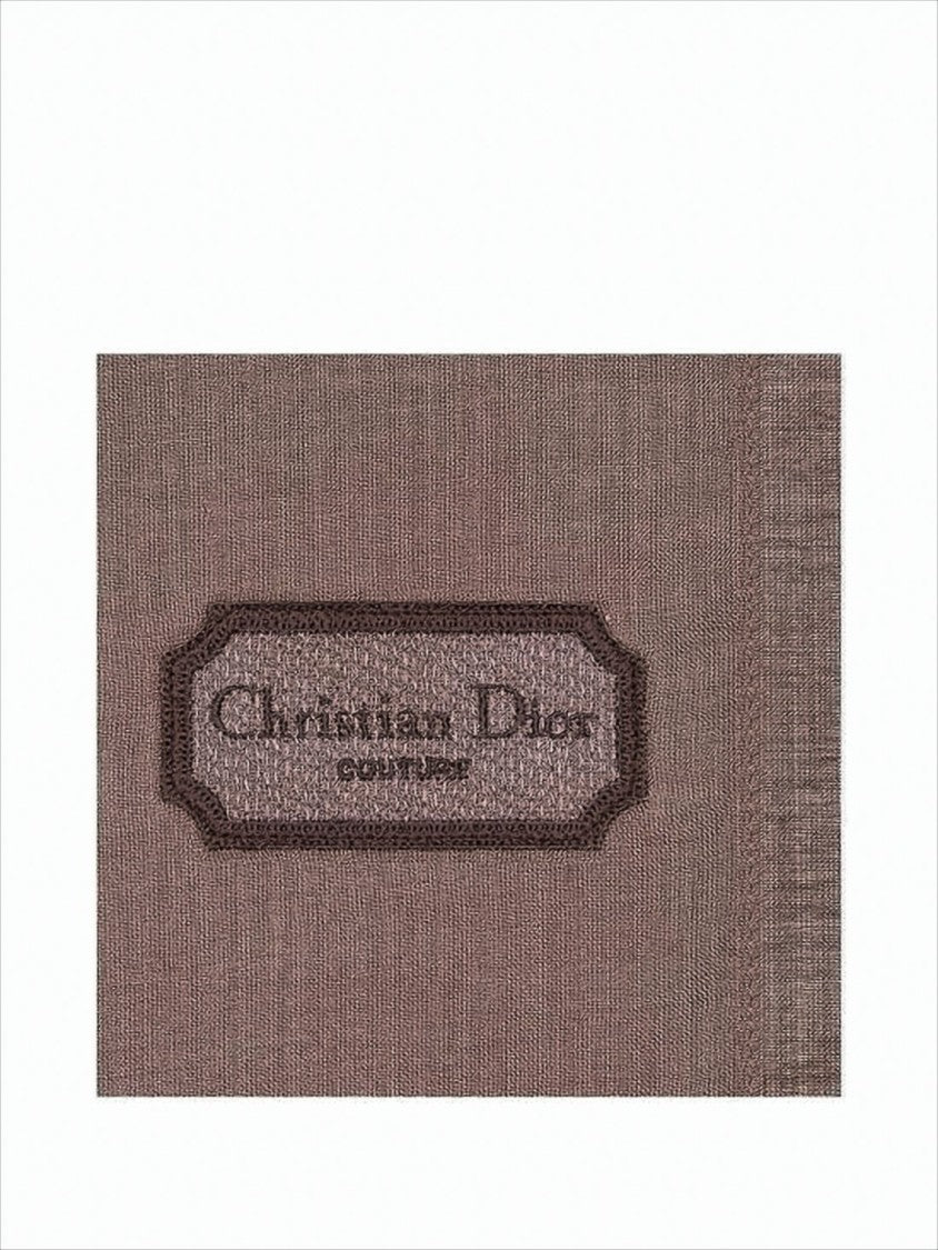 Christian Dior Textured Brown Wool-Cashmere-Silk Scarf