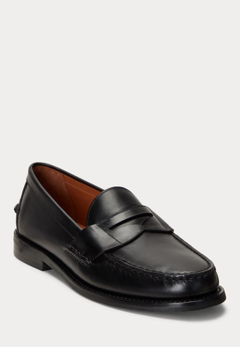 Polo Ralph Lauren Black Leather Penny Loafers With Polished Finish