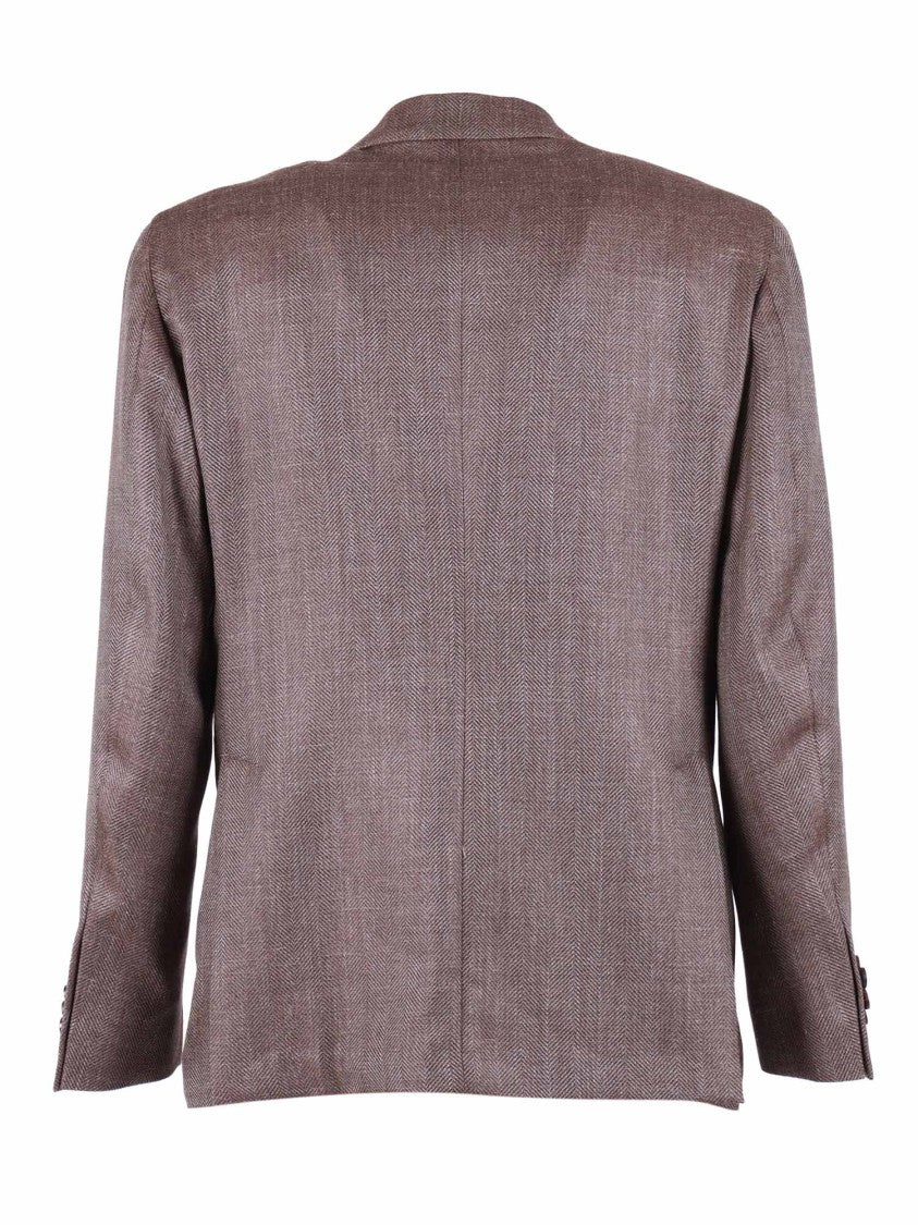 Luigi Bianchi Tailored Brown Drop 7 Herringbone Jacket