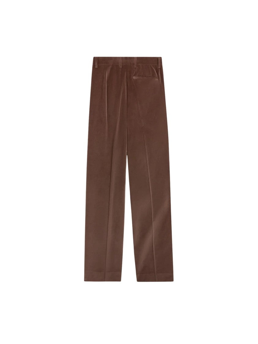 Pence Viola Coffee Velvet Wide-Leg Pants