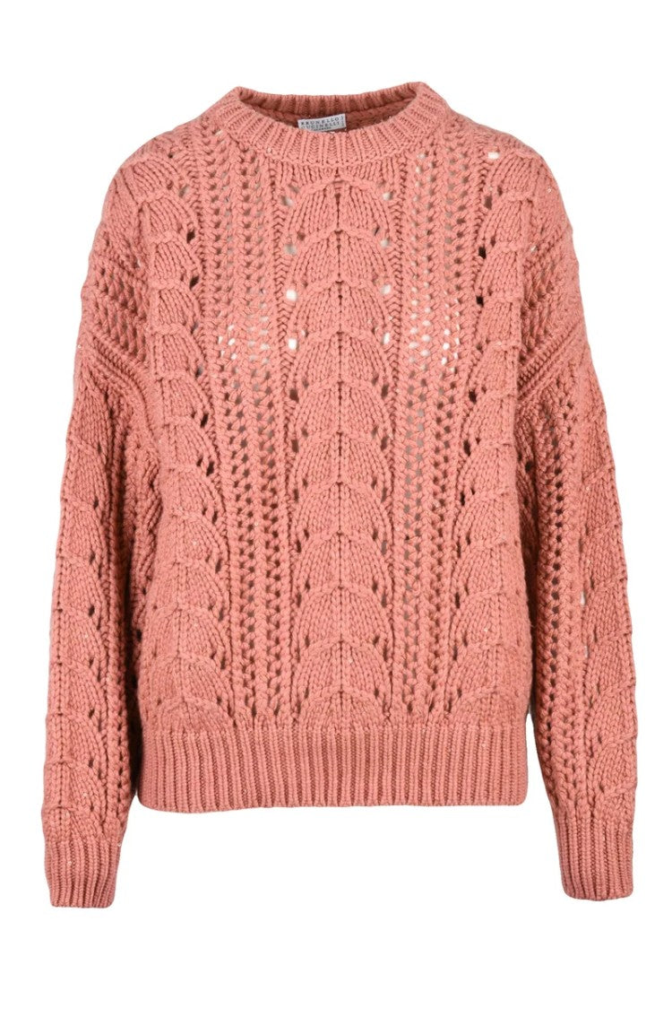Brunello Cucinelli Sequin Cashmere Silk Sweater - Pink