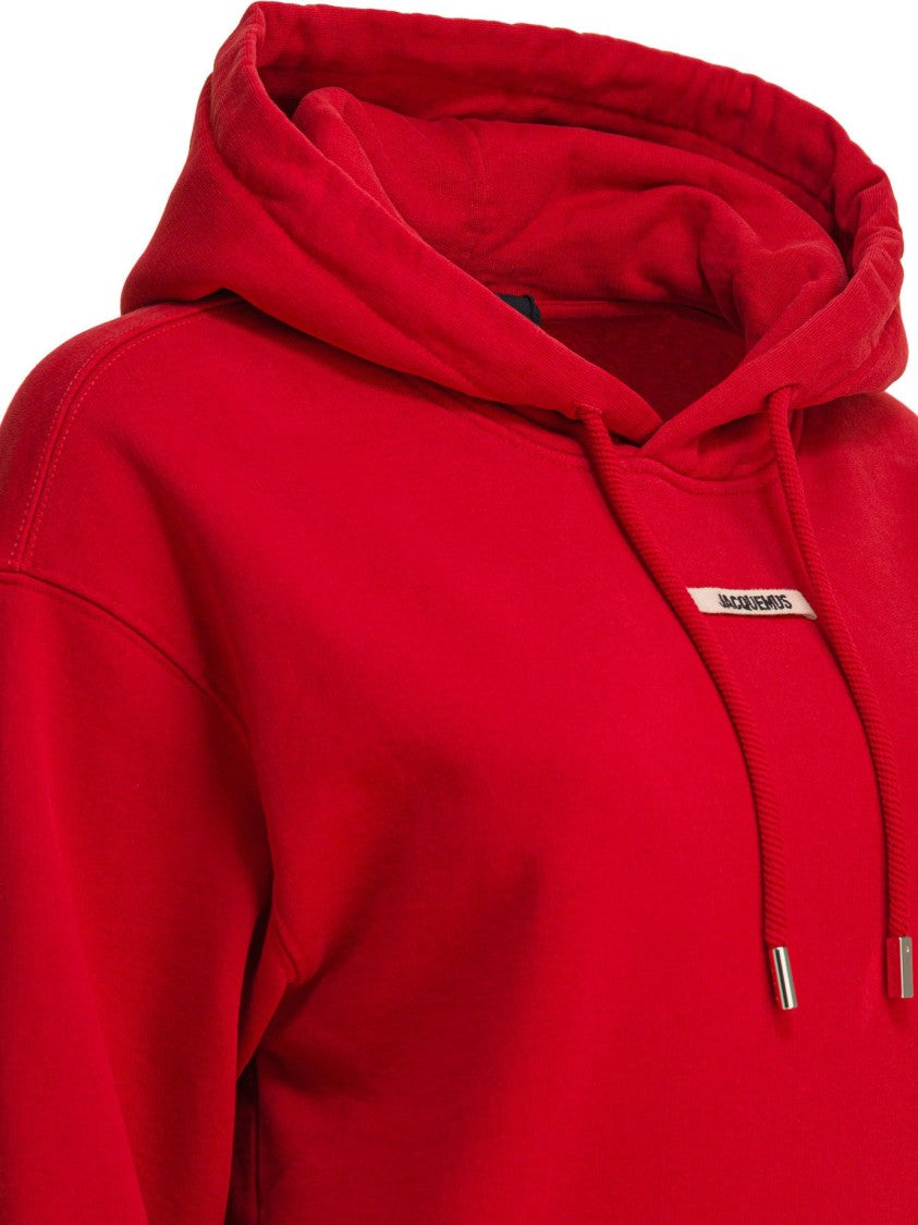 Jacquemus Cropped Hoodie With Drawstring And Logo Patch