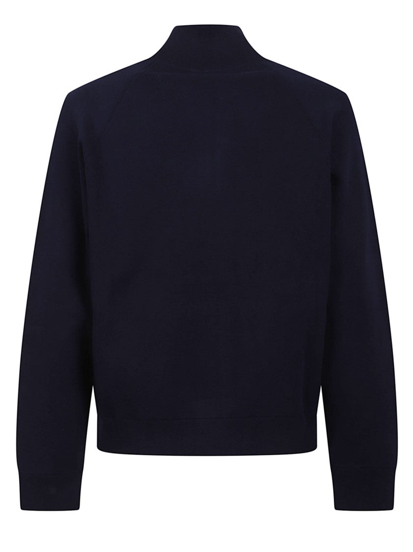 Versace Textured Knit Sweater With Zip-Up Front And High Collar