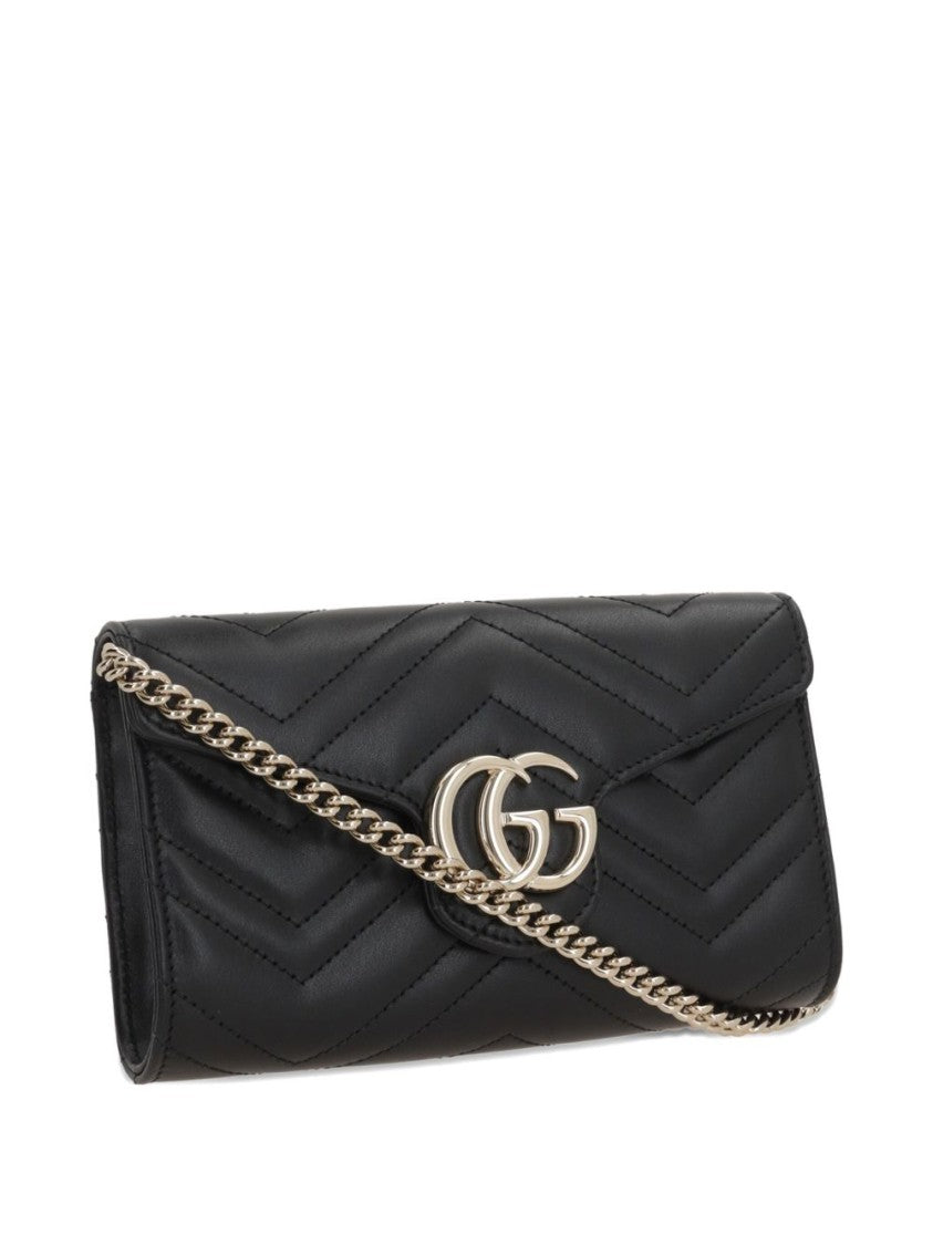 Gucci Black Gg Marmont Chevron Leather Wallet