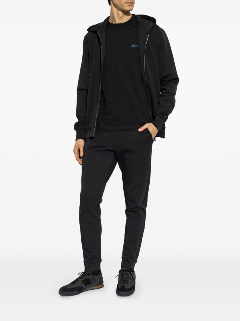 Paul Smith Hooded Black Sweatshirt With Colorful Zipper Accents
