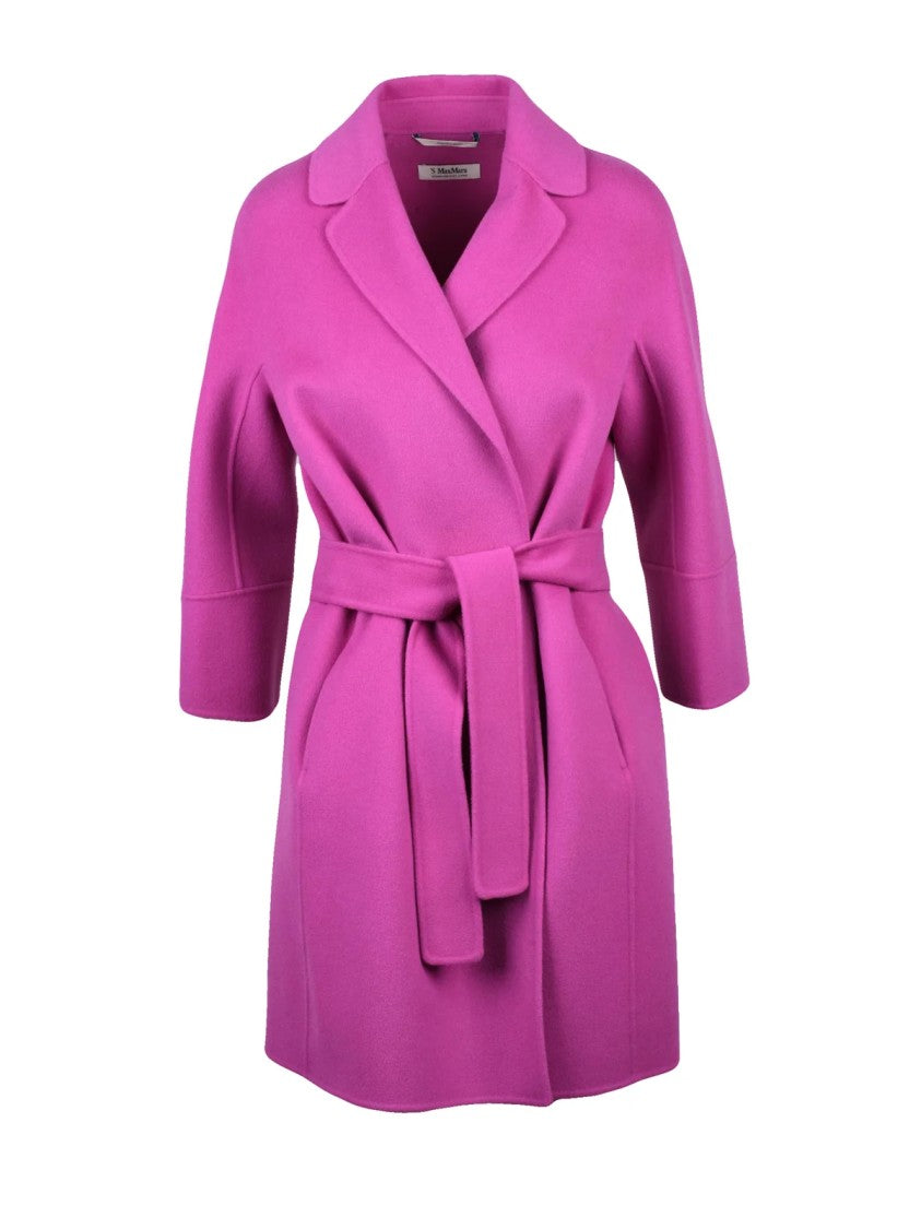Max Mara Mid-Length Belted Wool Coat With Three-Quarter Sleeves