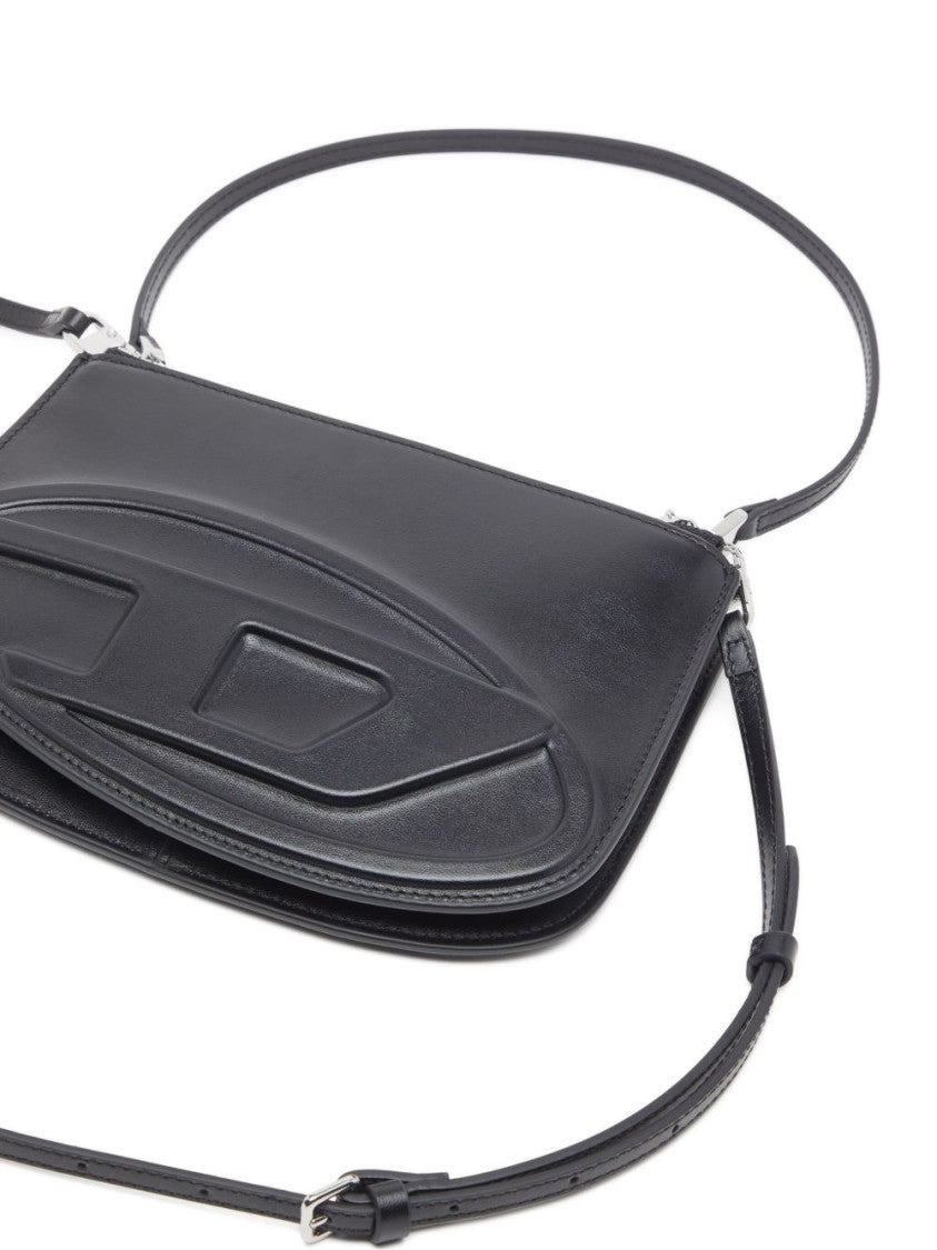 Diesel Smooth-Structured Black Shoulder Bag With Zip Closure