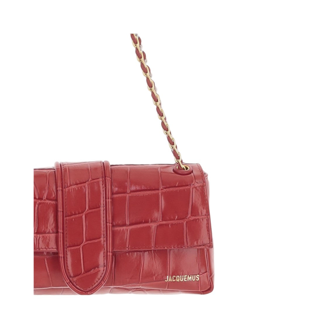 Jacquemus Red Chaine Animal Print Two-Tone Chain Leather Shoulder Bag