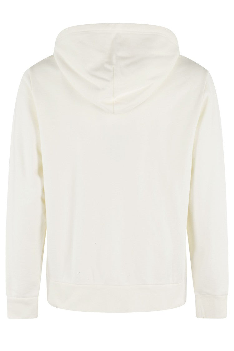 Polo Ralph Lauren Cream Hooded Zipped Front Kangaroo Pocket Cotton Sweatshirt