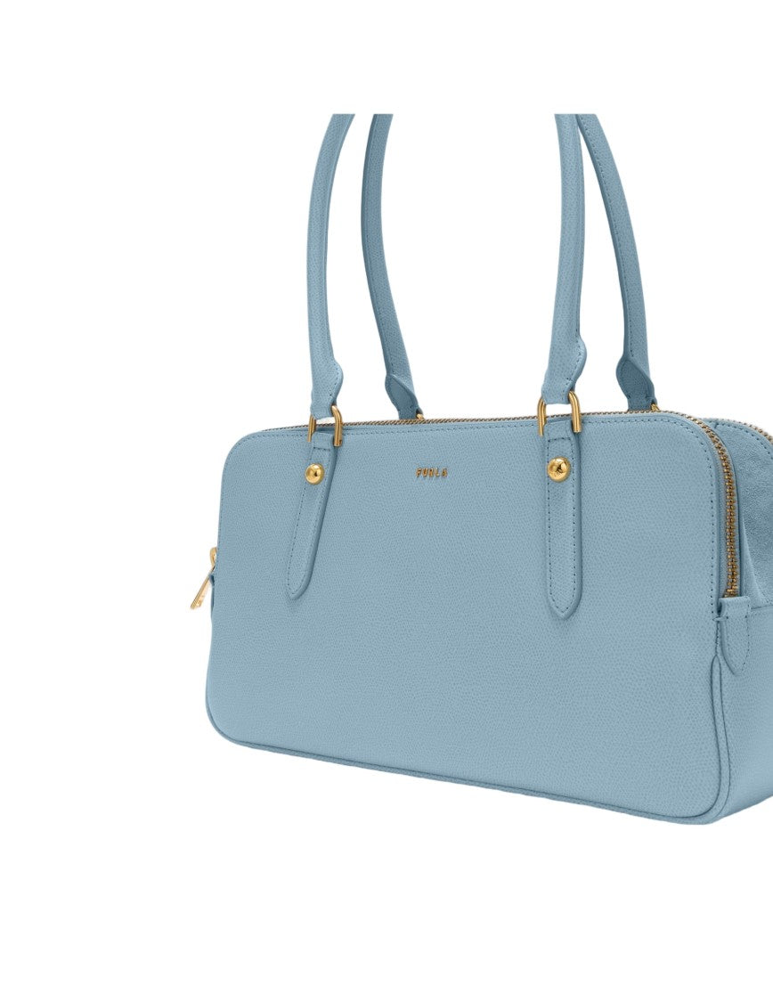 Furla Giulia M Boston Leather Shoulder Bag, Midnight Blue