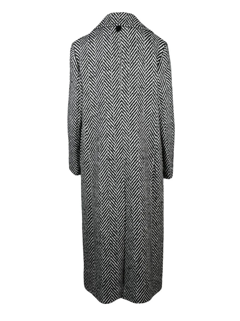 Pennyblack Tailored Long Herringbone Coat With Notched Lapel And Button Closure