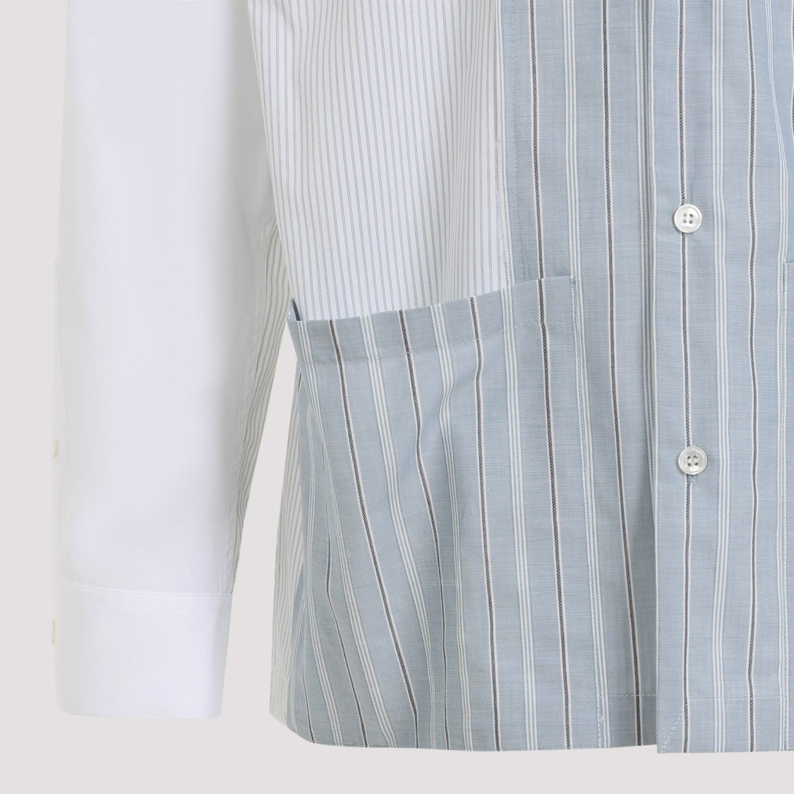 Maison Margiela White And Blue Striped Cotton Shirt