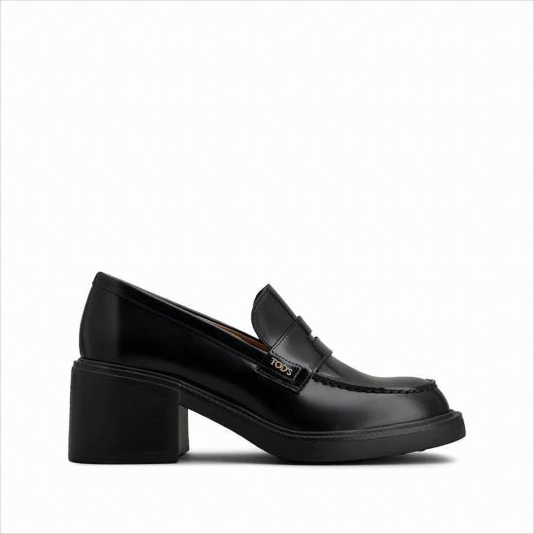 Tod's Polished Leather Penny Loafers With Block Heel