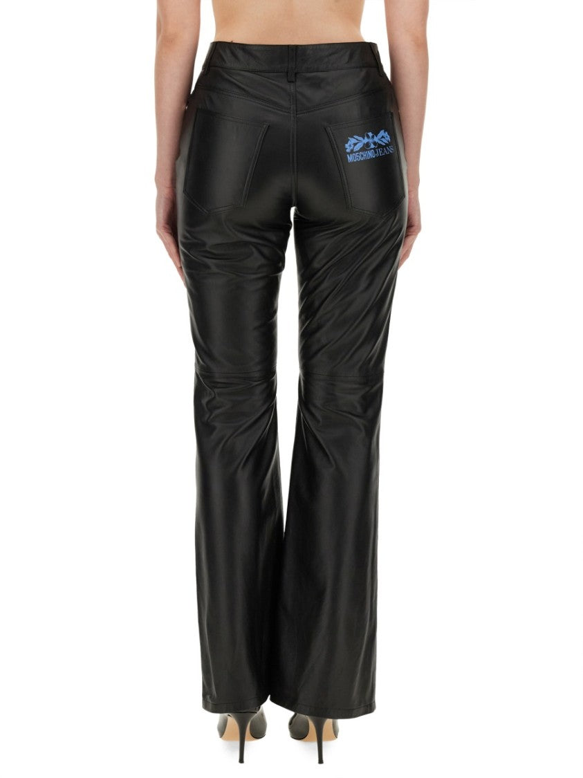 Moschino Black Flared Pants With High Waist And Detailing