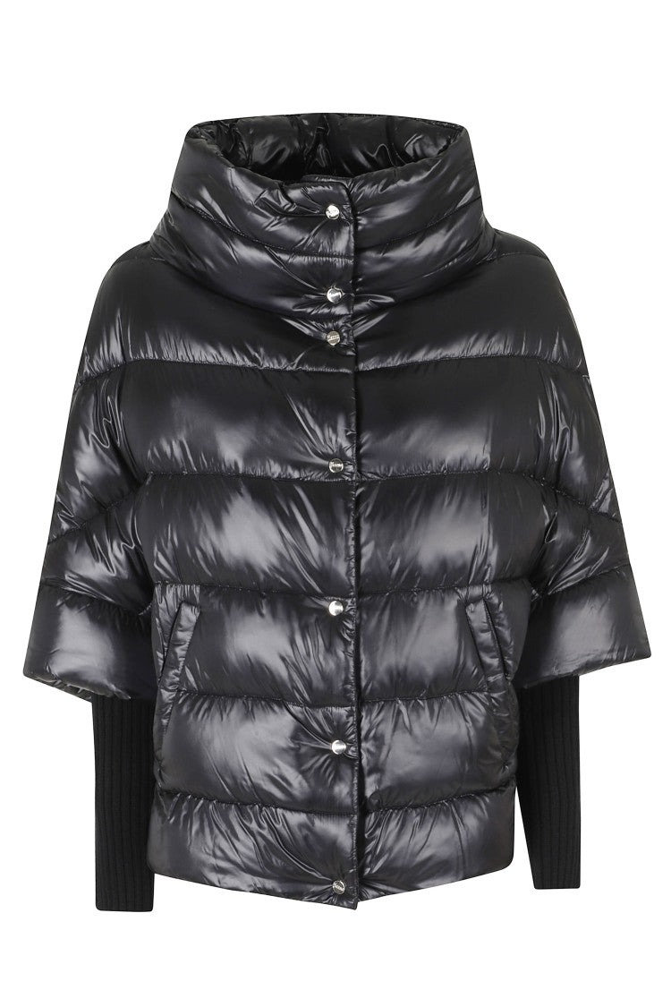 Herno Black Quilted Ribbed Cuffs Oversized Down Jacket