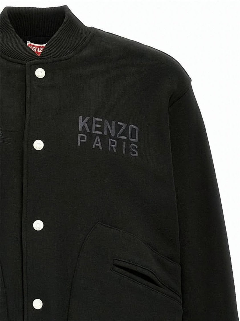 Kenzo Black Varsity Jacket With Embroidered Tiger Motif