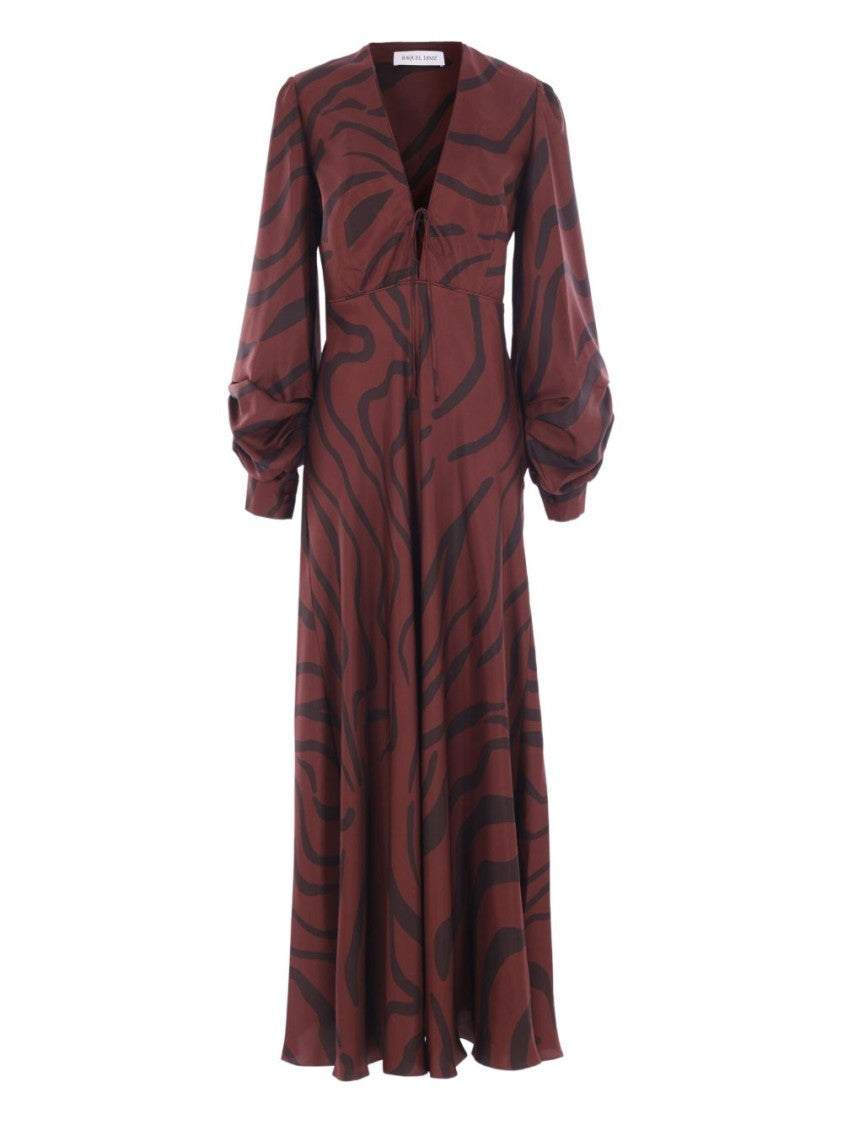 Raquel Diniz Silk Midi Dress With Deep V-Neckline