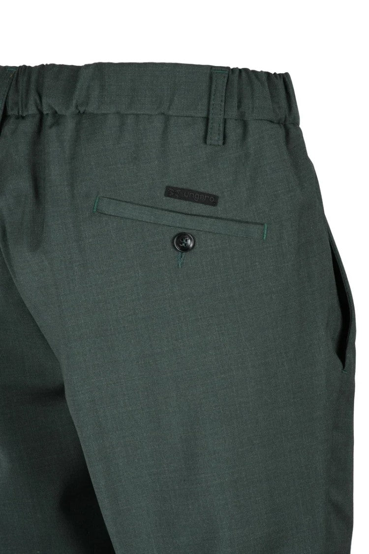 Ungaro Classic Wool Stretch Trousers - Forest Green