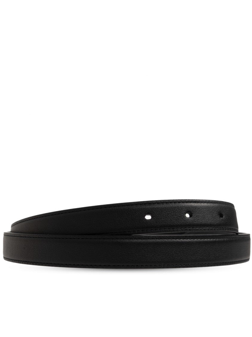 Saint Laurent Cintura Black Leather Gold-Buckle Belt
