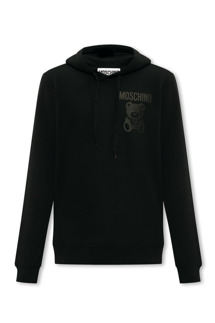 Moschino Black Cotton Teddy-Bear Logo Hoodie