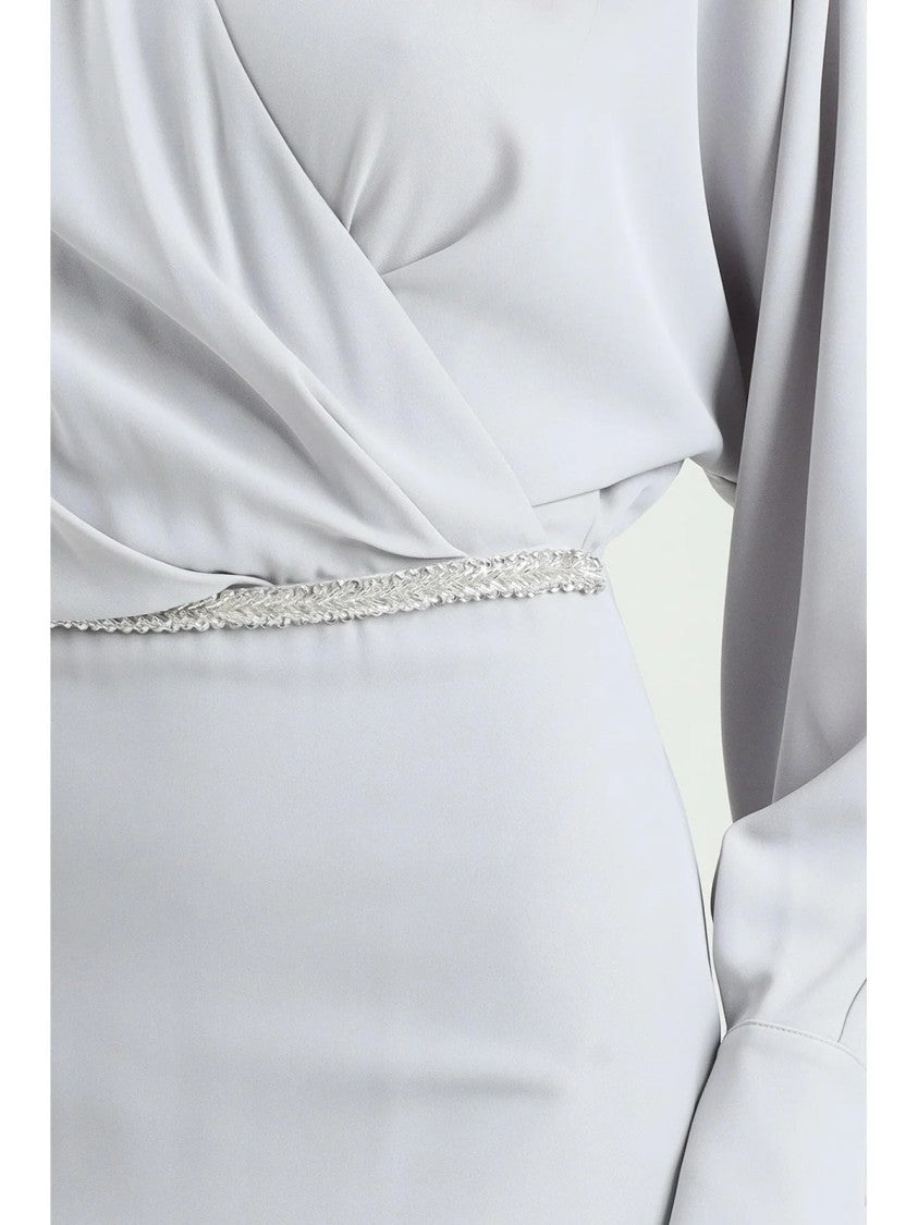 Alma Sanchez Long Dress With Batwing Sleeves And Back Slit