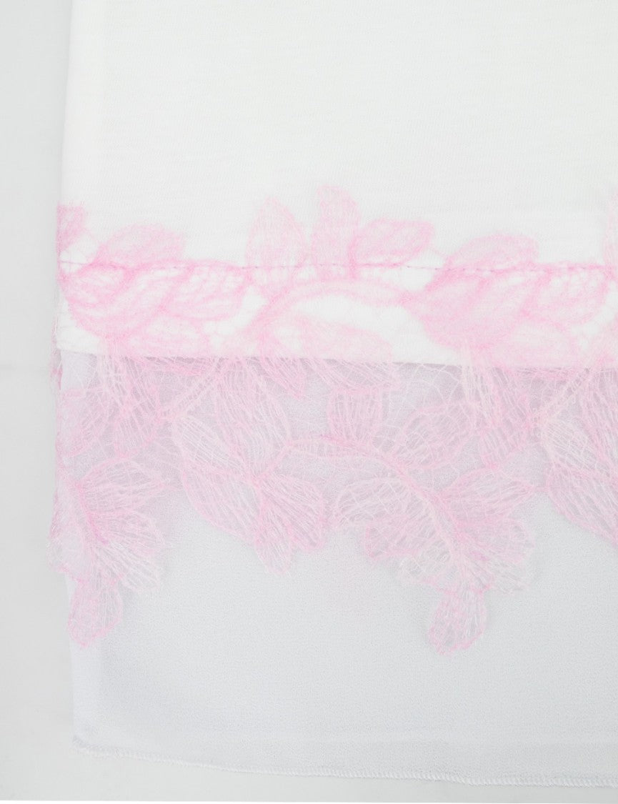 Ermanno Firenze Refined T-Shirt With Floral Lace Detailing