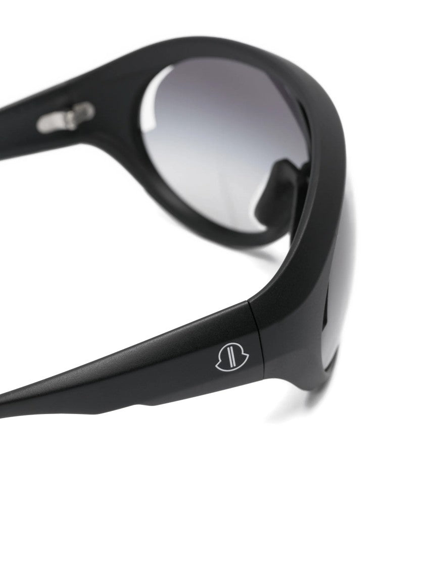 Moncler X Rick Owens Black Wraparound Matte Frame Sunglasses