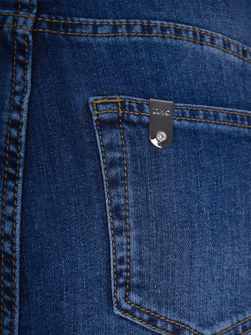 Liu Jo Flared Blue Jeans With Button Details