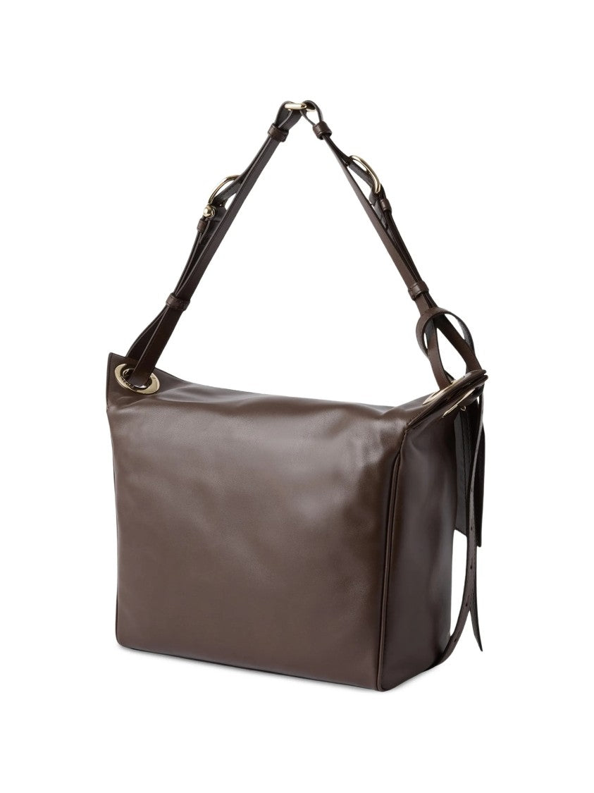 Furla Rectangular Brown Shoulder Bag With Polished Surface