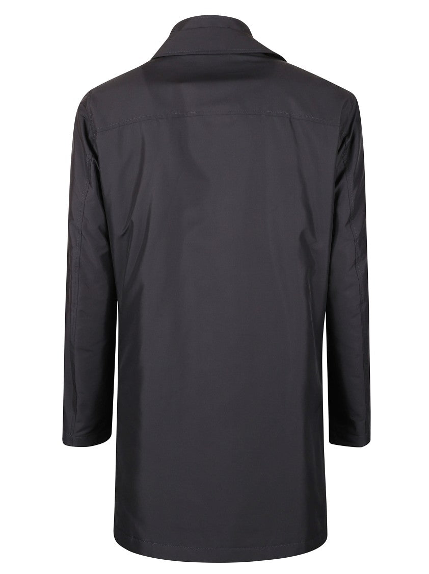 Fay Minimalist Black Coat With Concealed Zipper