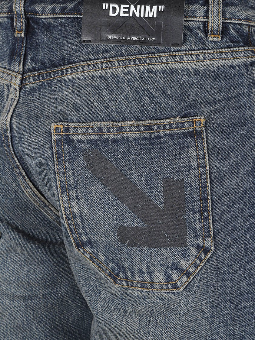 Off-White Straight-Leg Denim Jeans With Distinctive Arrow Graphics