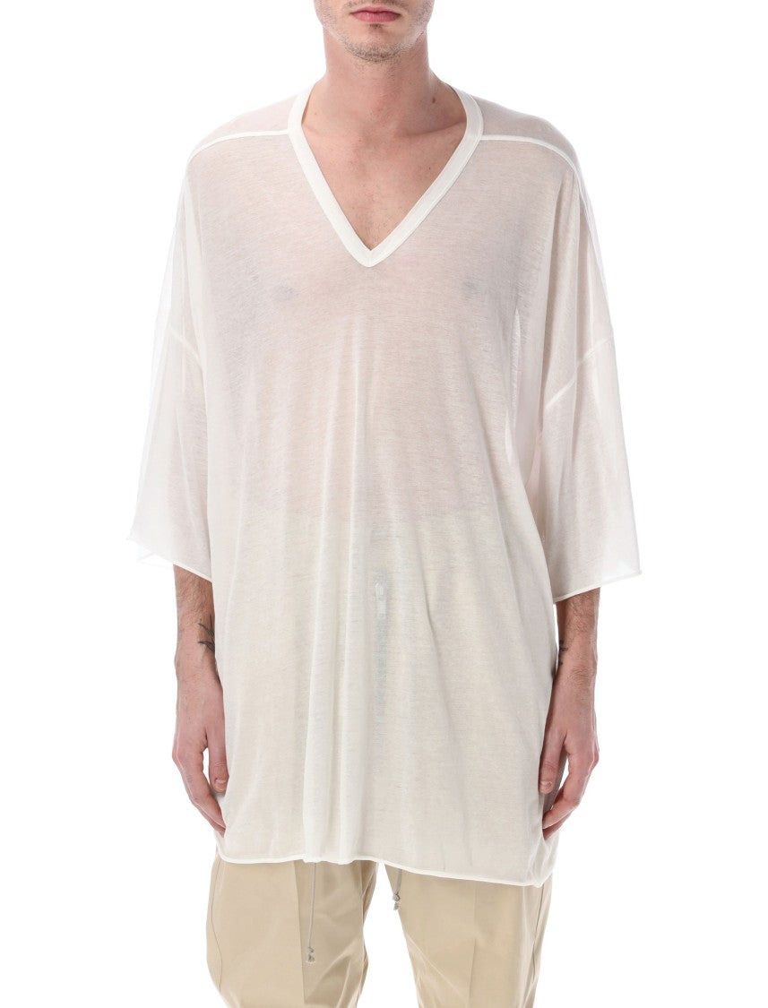 Rick Owens Oversized V-Neck Cotton Jersey Tee