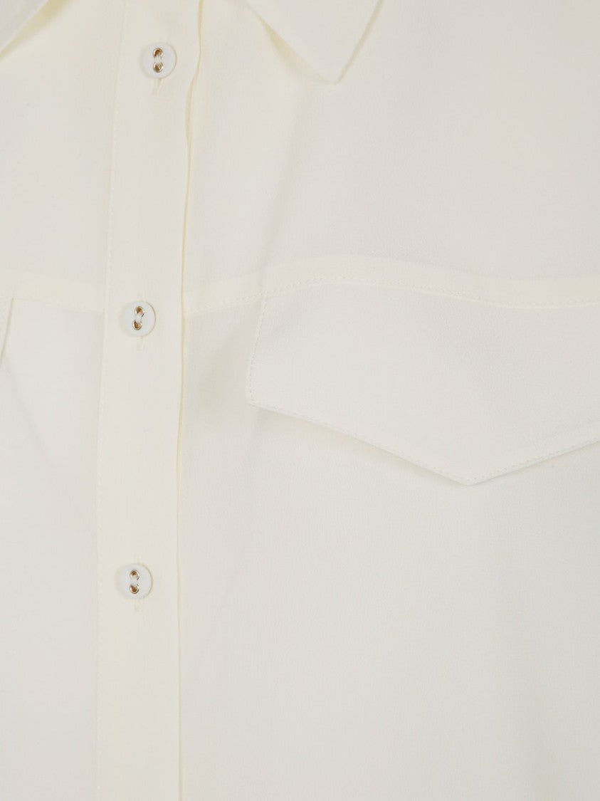 Twin-Set Short Sleeve Crepe Shirt With Button-Down Front