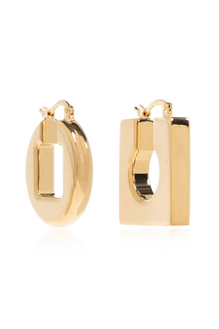 Jacquemus Contemporary Dual-Shape Gold Brass Earrings