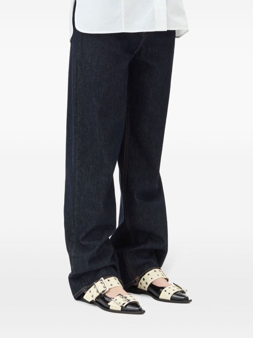 Ganni Black/White Pointed Toe Low Shoes