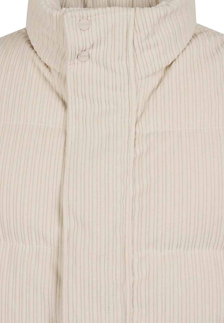 Herno Wide-Wale Textured Vest With High Collar And Snap Button Closure