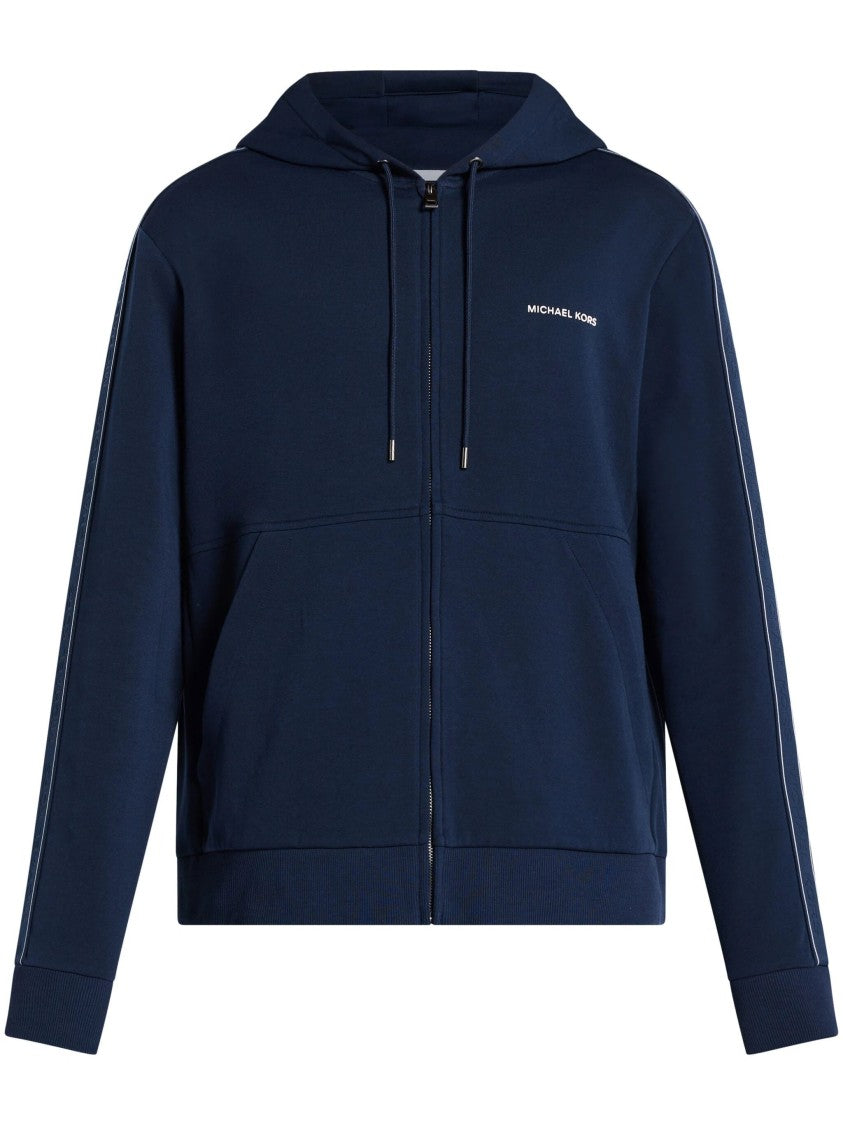 Michael Kors Blue Zip-Up Hoodie With Contrast Tape Detailing
