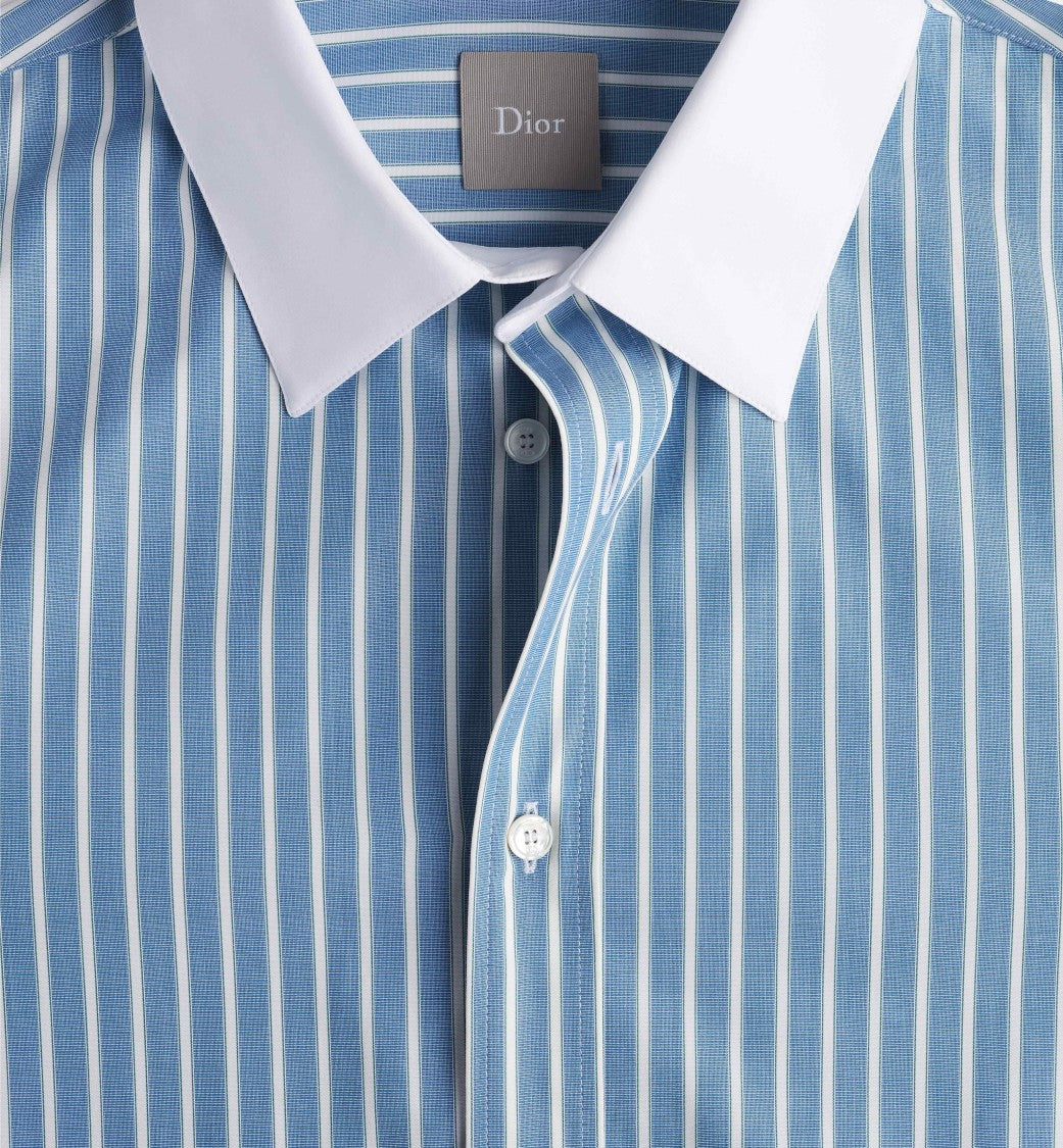 Christian Dior Striped Crisp White Collar Shirt