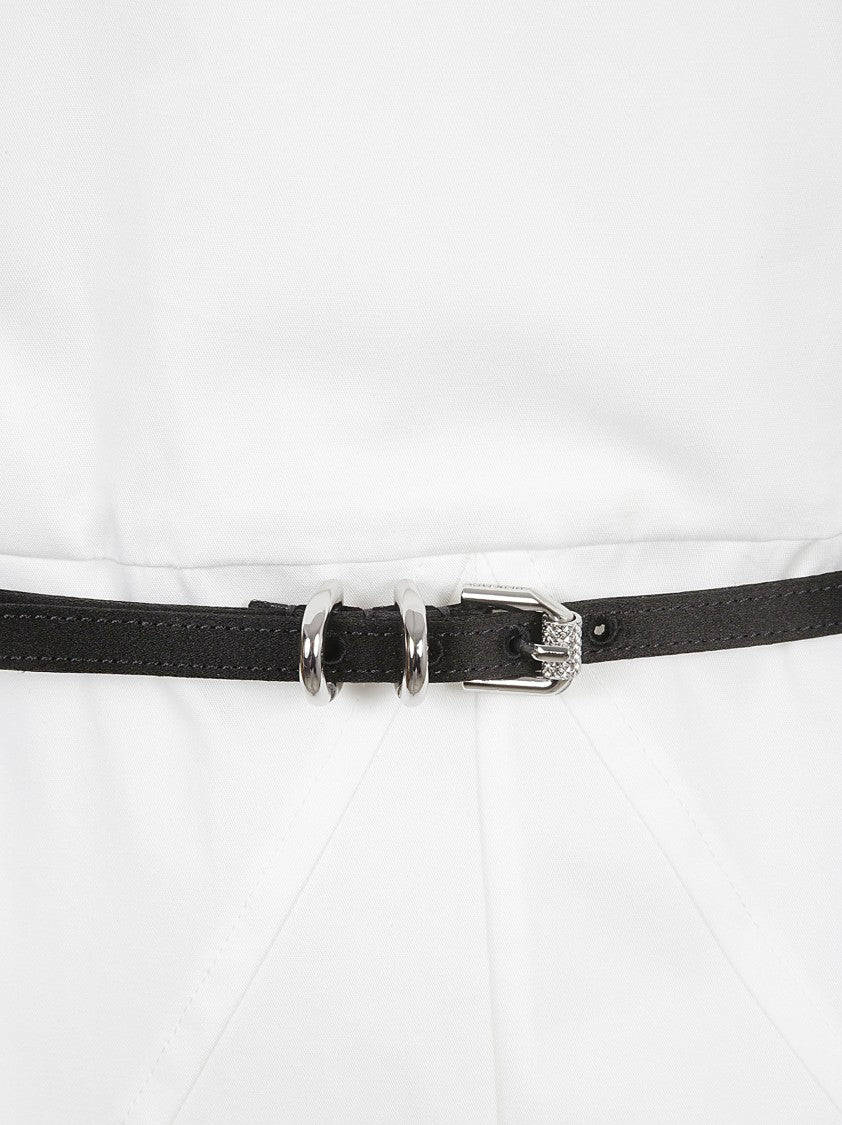 Givenchy V-Neck White Dress With Belted Waist