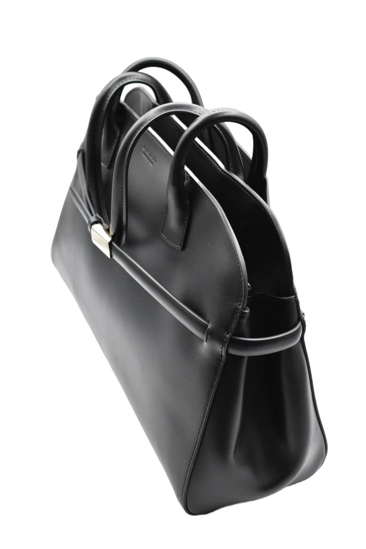 Orciani Black Smooth Leather Aura Large Handbag