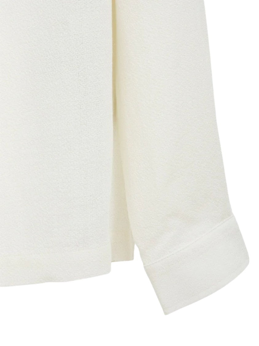 Séfr Relaxed Fit White Shirt With Classic Collar And Textured Finish