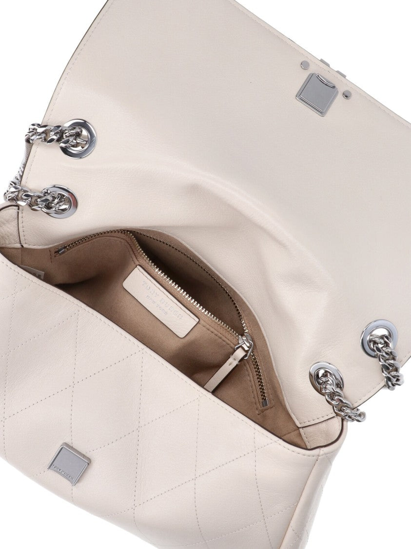 Tory Burch White Charlie Leather Shoulder Bag