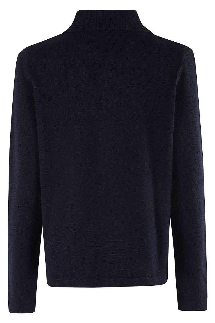 A.P.C. Navy Blue Wool Cardigan With Classic Collar